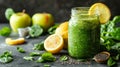 A refreshing green smoothie made with spinach, apple, lemon, and chia seeds is a healthy way to start your day