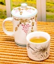 Refreshing Green Tea Represents Beverages Cups And Refreshments