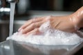 A Refreshing Woman Handwashing Session. AI Generative