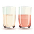 Refreshing Harmony: Vector Illustration of Two Glasses with Pink and White Non-Alcoholic Drinks Royalty Free Stock Photo