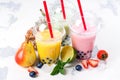 Refreshing homemade iced milky bubble tea with tapioca pearls Royalty Free Stock Photo