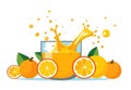 Refreshing Homemade Orange Juice with Splashing Fruits Royalty Free Stock Photo