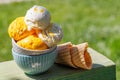 Refreshing ice cream with lemon flavour Royalty Free Stock Photo