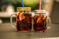 Refreshing ice drink prepared from fresh fruit Royalty Free Stock Photo