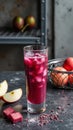 Refreshing iced berry juice with apples on rustic table Royalty Free Stock Photo