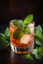 Refreshing iced drink with mint leaves and ice Royalty Free Stock Photo