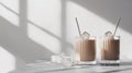 Refreshing Iced Drinks on a Marble Table.Generative AI Royalty Free Stock Photo