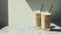 Refreshing Iced Drinks on a Marble Table.Generative AI Royalty Free Stock Photo
