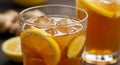 Refreshing Iced Ginger Lemon Tea in Glass Royalty Free Stock Photo