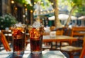 Refreshing iced tea drinks on a summer evening Royalty Free Stock Photo