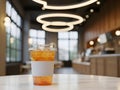 Refreshing Iced Tea in a Modern Cafe with Circular Lights Royalty Free Stock Photo