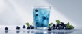 Refreshing icy blueberry beverage with fresh berries and bubbles Royalty Free Stock Photo