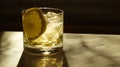 Refreshing Lemon Cocktail with Ice on a Marble Table Royalty Free Stock Photo