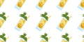 Seamless Lemonade Pattern With Ice and Mint Royalty Free Stock Photo