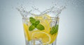 Refreshing Lemon and Mint Drink Splash in Glass Royalty Free Stock Photo