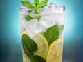 Refreshing Lemon and Mint Sparkling Drink with Ice AI-GENERATED Royalty Free Stock Photo