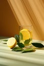 Refreshing Lemon Tea in Minimal Glass on Table Top AI Generated