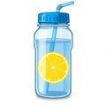 Refreshing Lemon Water in a Blue Bottle Royalty Free Stock Photo
