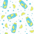 Refreshing lemon water seamless pattern