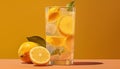 Refreshing lemonade, citrus cocktail, ice cold, summer drink, healthy and juicy generated by AI