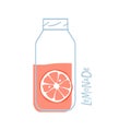 Refreshing lemonade. Clear drink lemonade bottle with grapefruit slice. Summer pink cocktail. Cold Drink Advertising for Royalty Free Stock Photo
