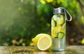 Refreshing lemonade with cucumber. Drink with lemon and cucumber. Sassy water Royalty Free Stock Photo