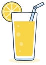 Refreshing Lemonade Drink in a Tall Glass with a Lemon Slice and Drinking Straw Royalty Free Stock Photo