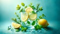 Refreshing Lemonade in Glass with Ice and Mint, Summer Drink Concept Royalty Free Stock Photo
