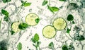 Refreshing Citrus Splash: Lime Slices and Mint Leaves in Water Royalty Free Stock Photo