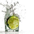 Refreshing Lime Water Splash Royalty Free Stock Photo