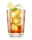 Refreshing Long Island Iced Tea. The amber-hued liquid in the glass glimmers in the light, on a hot summer day. Generative AI. Royalty Free Stock Photo