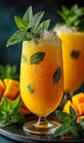 Refreshing mango mint drink served cold Royalty Free Stock Photo