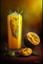 Refreshing mango and passion fruit lemonade. AI Generated