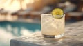 Refreshing margarita cocktail by the pool Royalty Free Stock Photo