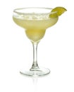 Glass of margarita cocktail with lime