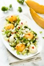 Refreshing melon salad with cucumber and chili Royalty Free Stock Photo