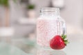 Refreshing milk smoothie with scattered berries Royalty Free Stock Photo