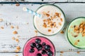 Refreshing milkshakes or smoothies Royalty Free Stock Photo