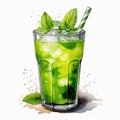 Refreshing mint cocktail served over ice with green mint Royalty Free Stock Photo