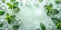 Refreshing mint leaves and ice cubes on a pale green background a cool and inviting composition. Generative AI Royalty Free Stock Photo