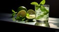 Refreshing Mint Lime Drink A Creative Blend Of Flavors Royalty Free Stock Photo