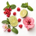 Fresh raspberry lime mint hibiscus isolated on white background Royalty Free Stock Photo
