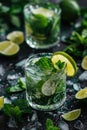 A refreshing mojito cocktail with crushed ice, garnished with abundant mint leaves Royalty Free Stock Photo