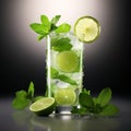 Refreshing Mojito Cocktail With Lime And Mint Leaves Royalty Free Stock Photo