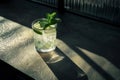 Refreshing mojito cocktail on a sunny table with shadows, a perfect summer drink