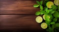 Refreshing Mojito Cocktail On Wooden Table - Top View