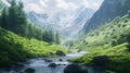 A refreshing mountain stream valley Royalty Free Stock Photo
