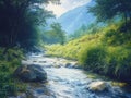 A refreshing mountain stream valley Royalty Free Stock Photo