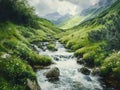 A refreshing mountain stream valley Royalty Free Stock Photo