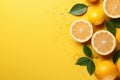 A refreshing natural backdrop featuring vibrant slices of citrus limes and lemons. AI Generated Royalty Free Stock Photo